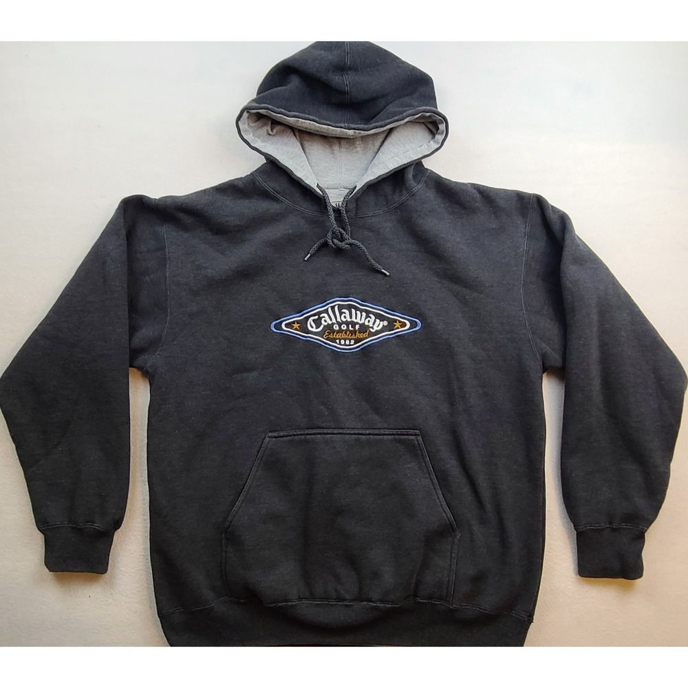 Callaway Golf Hoodie Mens M Charcoal Gray Pullover Embroidered Logo 1982